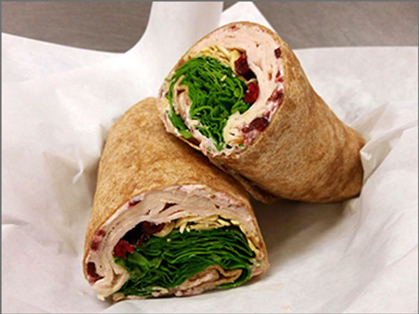 Turkey cranberry wrap from Campbell Cove deli